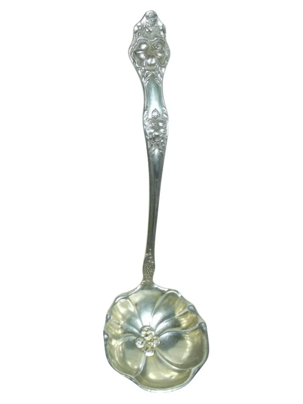 Poppy by Baker-Manchester Sterling Silver Sauce Ladle w/flower in bowl 5-3/4